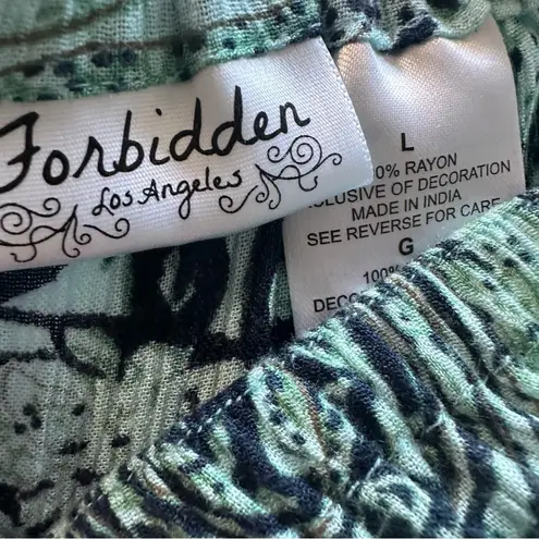 Elegant Paisley Midi Skirt in Blue and Green Size L