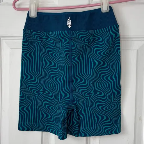 Free People Movement Blue Free Throw Jacquard Biker Shorts