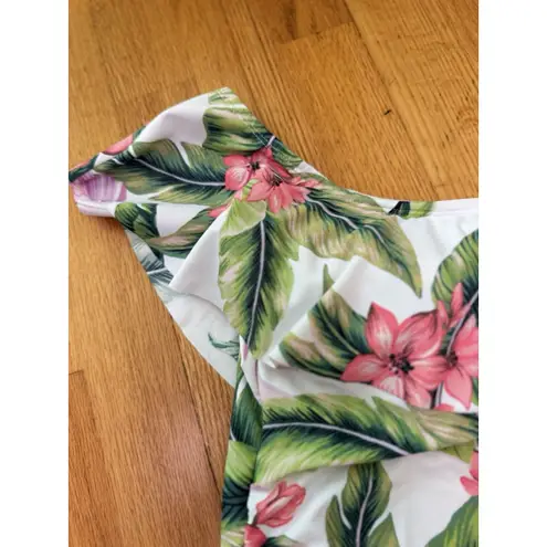 Kona Sol Swim Women's Off Shoulder Flounce High Coverage One Piece Swimsuit L