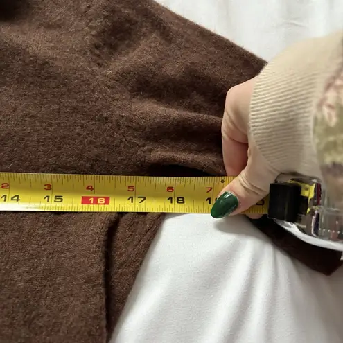 Vintage 80s 90s Womens Size Medium Brown Wool Knit Sweater Holiday Fall Autumn