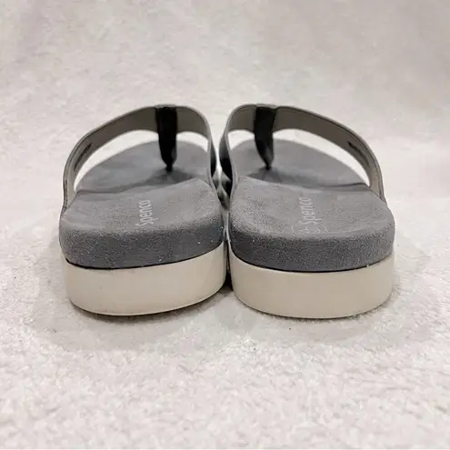 Spenco Orthotic Thong Sandals in Grey Shimmer Cheetah Print 9.5 Gray