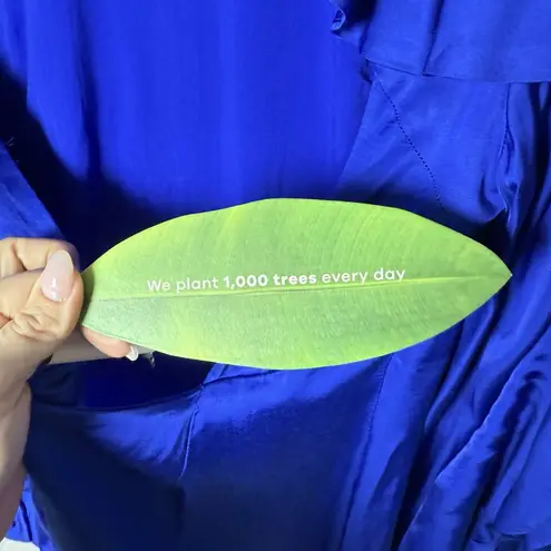 Farm Rio Mini Dress Bright Blue Open Back Ruffled Long Sleeve Women’s M