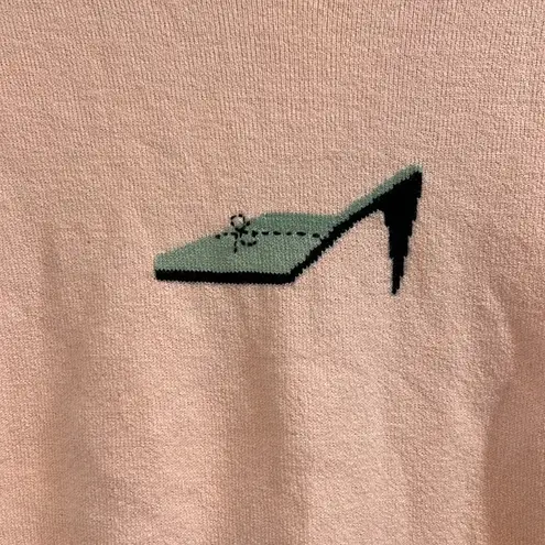 Vtg Casual Corner Light Pink Sweater with High Heel Shoe Graphic