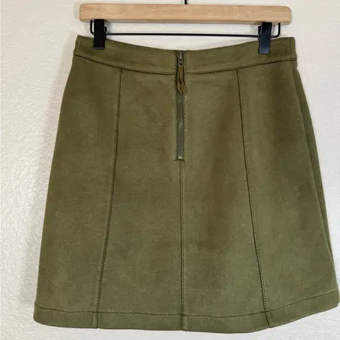 Maeve Anthropologie  Olive Green Jenny Seamed Faux Suede Mini Skirt size 4 $90
