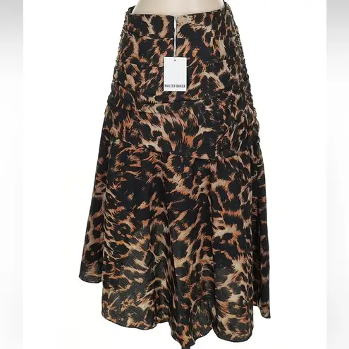 Walter Baker Lilah Leopard Print Ruched Asymmetrical Midi Skirt Size 0 NWT