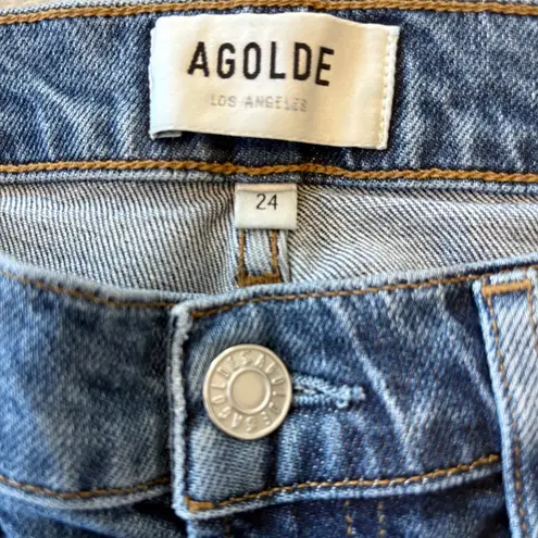 AGOLDE  Toni Mid Rise Stretch Straight Ankle Jeans Blue‎ Womens Size 24 - Image 6