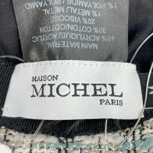 NEW Maison Michel Paris Mara Tweed Bucket Hat Golden Multi Blue White Size M Size M