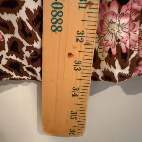 Nicole Miller Leopard Floral Jacket Womens 8 Brown Pink Career Feminine Coquette