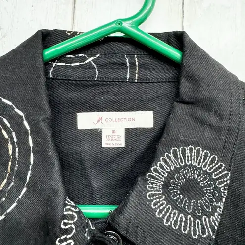 JM Collection Jean Jacket Women 10 Embroidered Denim Casual Style 100% Cotton