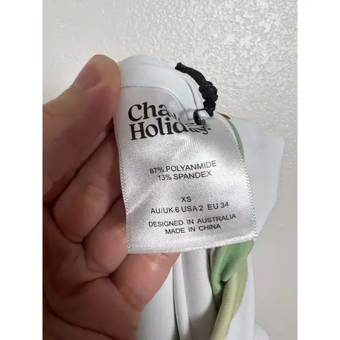 Charlie Holiday Anthropologie Tropical Malibu Belted White One Piece Swimsuit XS