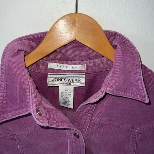 Jones Wear Sport Stretch Purple Button-Up Jacket Size 10