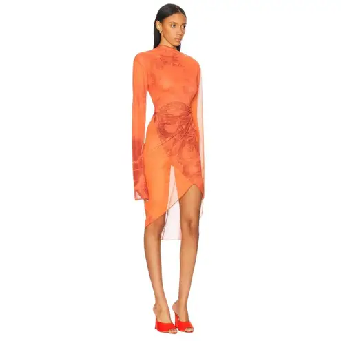 Jade Cropper Draped Twisted Dress in Red Snake Print 38 New Womens Serpent Mesh Size undefined