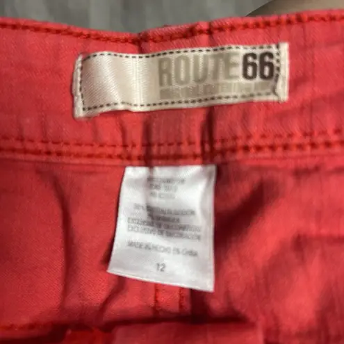 Route 66 Relaxed Fit Women Red Shorts High Rise Frayed Hem Size 12 Bag6