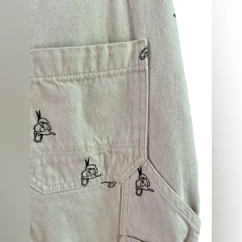 Disney Donald Duck Cargo Jeans Size 30 Light Tan Cream Relaxed Lightweight Pants