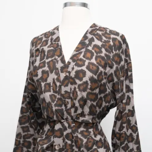 Nanushka. Johanna Leopard Print Twist Mini Dress Brown Size XS