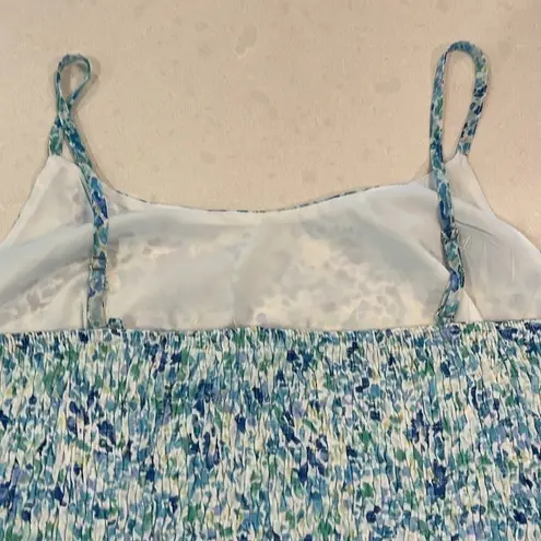 Sadie & Sage Womens Crop Top Blue S Smocked Back Adjustable Straps Dainty Fun Size L