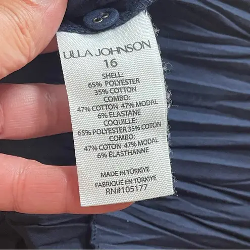 Ulla Johnson Vinny Belted Puff-Sleeve Romper Cotton blend Navy Sz 16