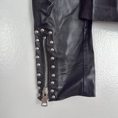 Glamorous Floral Butterfly Embroidery Studded Black Faux Leather Moto Jacket