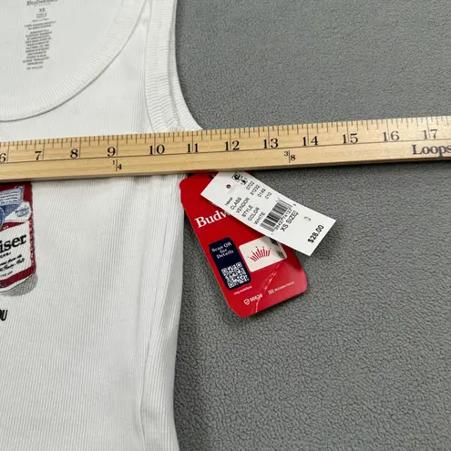 Budweiser NWT Tank Top XS White Ribbed Knit Sleeveless Bud This Buds For You