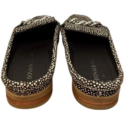 Donald Pliner Mika Black White Dotted Chain Accent Mule Loafer Slides Size 6.5