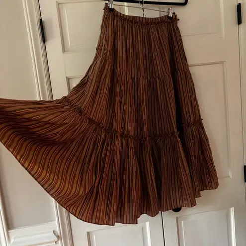 Ulla Johnson Severine Skirt Mulberry Striped Tiered Midi Skirt Size 4 Small