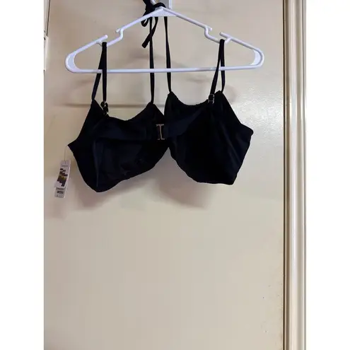 Time And Tru Womens Solid Keyhole Plus Top With Adjustable Straps & Back Closure Black Size 1X