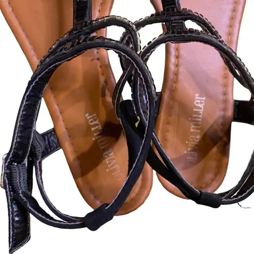 Olivia Miller ๐ Double Strap Sandals Black Bling Size 8