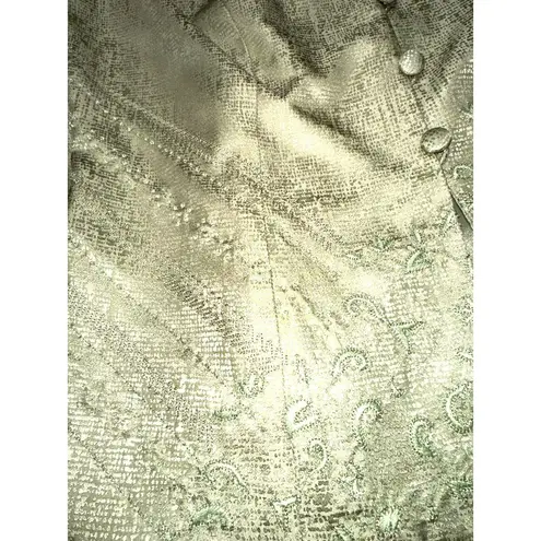 Papell Petites Vintage 90s 8P Sage Green Silk Beaded Skirt Suit Mother Bride