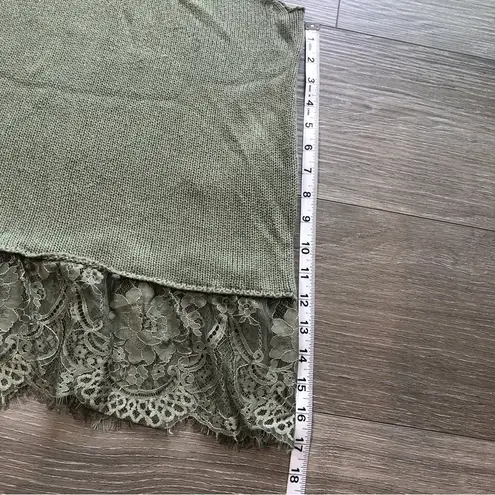 Cloud Chaser Green Lace Trim Womens Sleeveless Knit Tunic Tank Top Size Medium