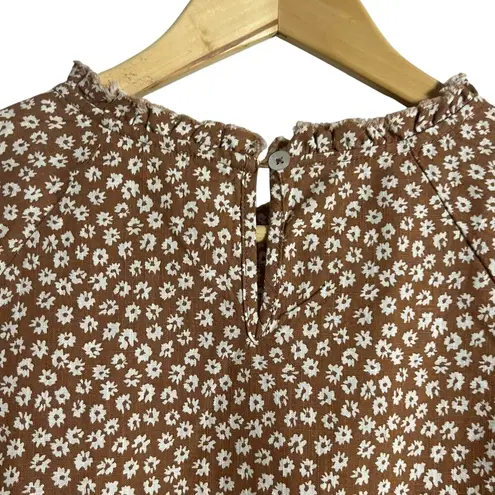 Rylee + Cru Janie Ditsy Floral Print Brown Long Sleeve Dress Size Small