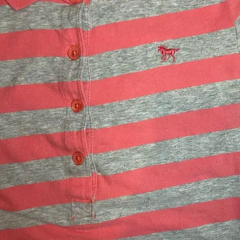 Vixen 2000s indie style grey & orange striped button up polo Gray