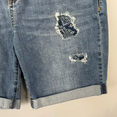 Lincoln Outfitters Distressed Patched Med Wash Jean Shorts Women's Plus Size 16