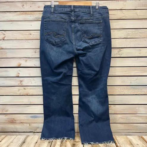 Silver Jeans Vintage Co Suki Slim Bootcut Dark Wash Distressed Hem Denim Sz 18