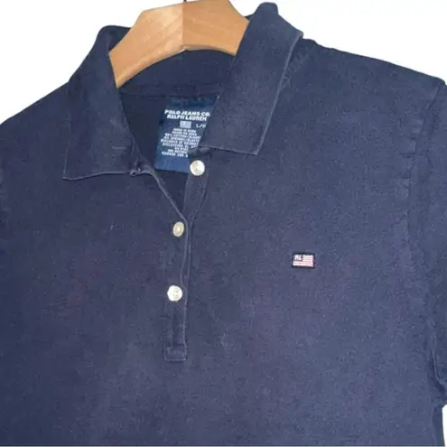 Ralph Lauren Polo Jeans Co Women’s Size L Navy Blue Short Sleeve Polo Shirt Size L