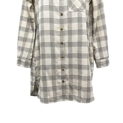 Urban Outfitters Entro Oversized Plaid Print Long Sleeve Shirt Dress Button Front Chest Pocket