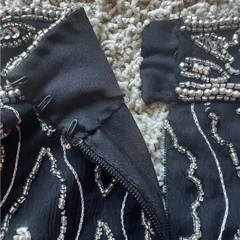 Marina Bresler Black Silver Beaded Top 2X Cocktail Formal Hollywood Part…