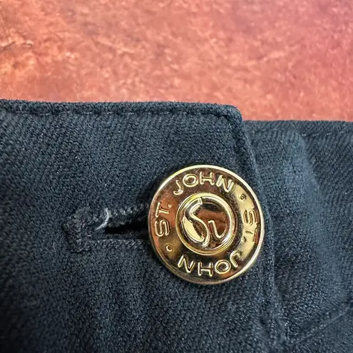 St. John Black Straight Leg Classic Dress Pants w/ Gold Accents Size 0