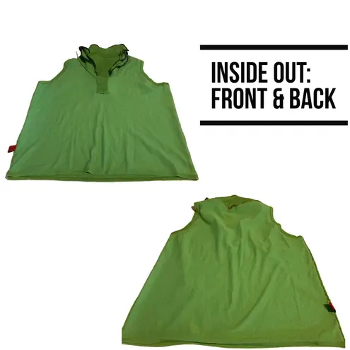 RED WOMAN GREEN SLEEVELESS SWEATER KNIT TUNIC W/FAUX LEATHER TRIM (18/20)