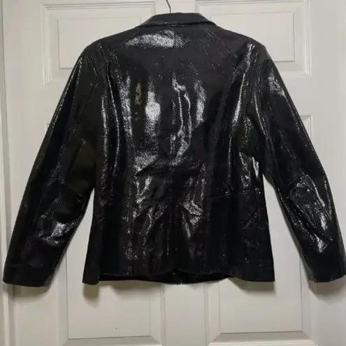 Preston & York  Womens Vintage Large Leather Jacket Snake skin style Full Zip