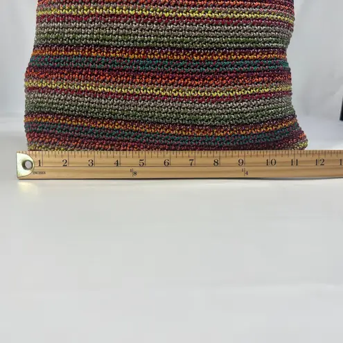 The Sak Crochet Shoulder Bag Multicolor Red Strap Boho Tote Purse Handmade Look