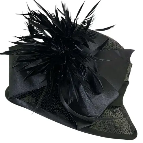 Vintage Tuscany Fine Millinery Black Church Derby Hat
