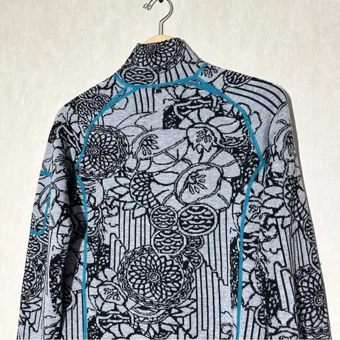 Title Nine Women’s Wool Blend Pull Over Sweater 1/4 Zip Outdoor Floral Print M