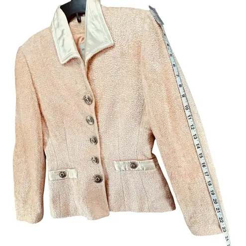 Vertigo Paris Blazer Women M Peach Soft Boucle Wool Blend Buttoned Jacket France