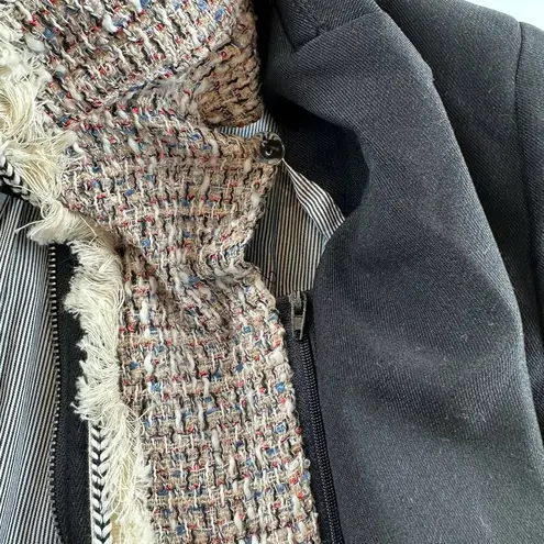 FATE. Black one button Blazer tweed removable insert Size Small NWT 2 in 1