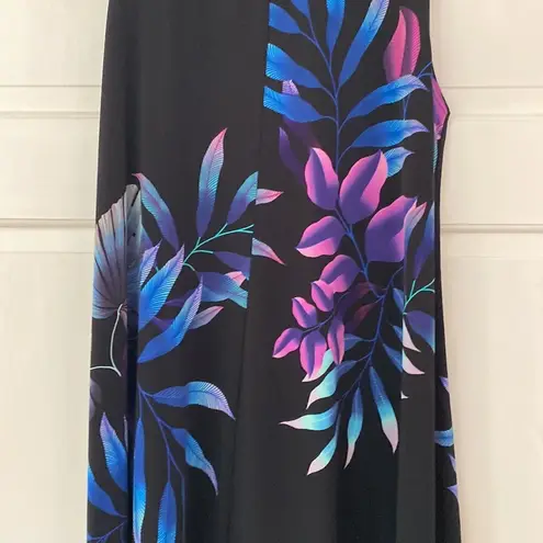 Clara Sun Woo Clara Sunwoo Tropical Leaf Print Jewel Swing Dress Size Small Black