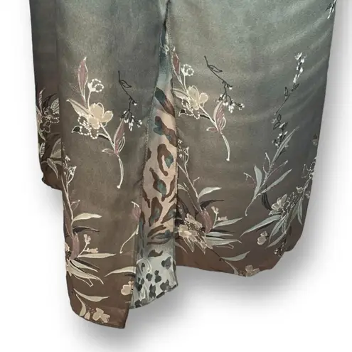 Vintage 90s Dress Green Floral Paisley Animal Print Sleeveless Grunge Maxi XL