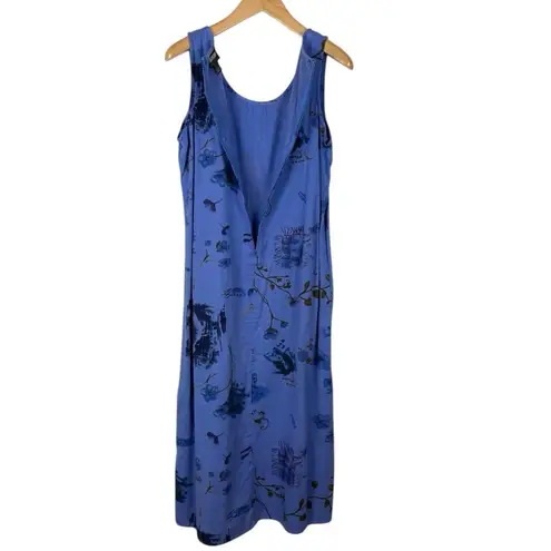 Vintage Y2K Excitation Womens Size Large Blue Floral Zipper Back Tank Dress Boho