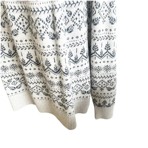 Garnet Hill Fair Isle Sweater Merino Wool Gray Blue Nordic Knit Women's Large