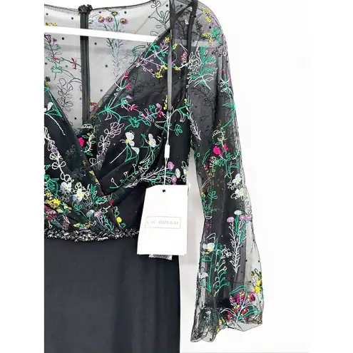 Mac Duggal 79379 Embroidered Illusion Puff Sleeve Column Gown 6 NEW