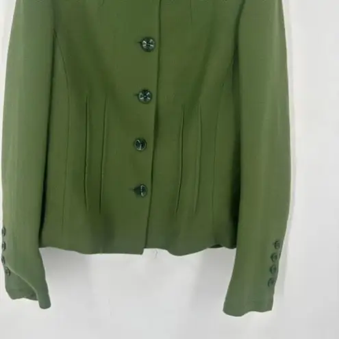 Zenobia 100% Virgin Wool Green Textured Pintuck Blazer Pear Green Size 8